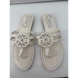 Circus‎ Sam Edelman White Faux Leather Flip Flops Sandals Women's Size 11 M